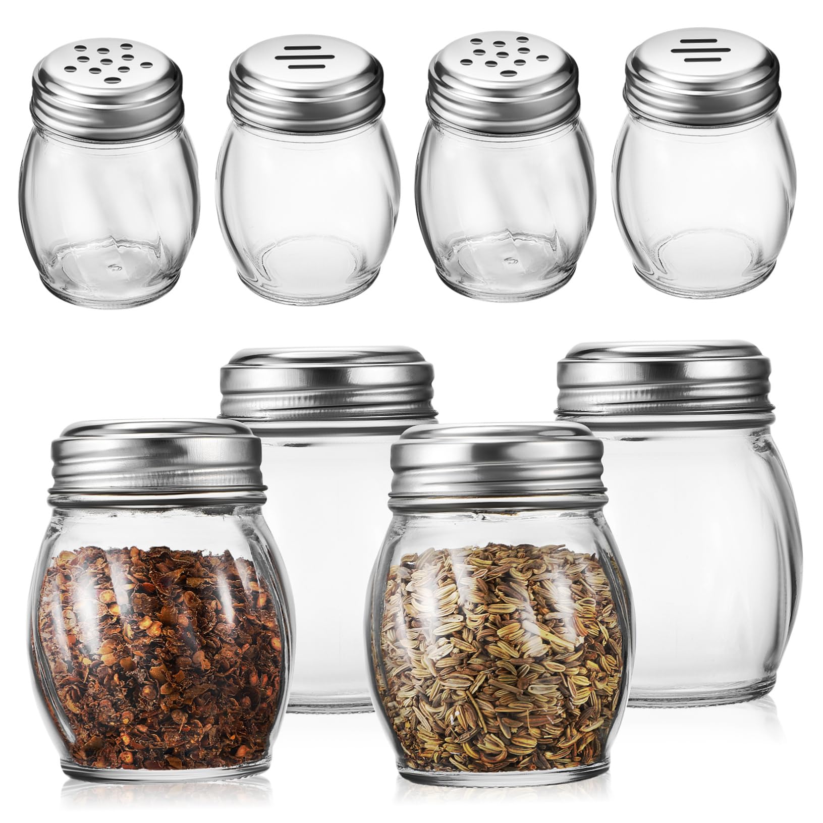 Saleros y Pimenteros de Cristal 10 Piezas 150 Ml para Condimentos | Botella Transparente, Uso Mano, Set de 10 Unidades, Apto para Cocina Familiar y Camping