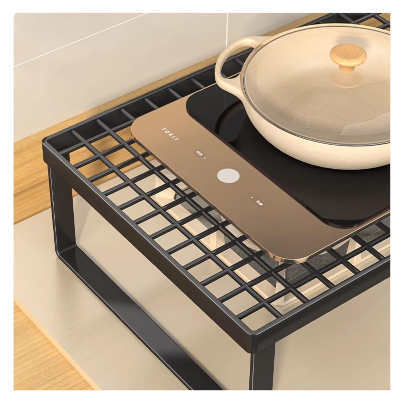 Couvercle en acier pour cuisinière noir 50x30x15 cm pour comptoir et camping-car
