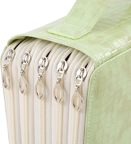 Miniatura 6 de YZK Estuche para lápices de colores con 252 ranuras, estuche grande para adultos, de piel sintética, con cierre de cremallera, naranjizador para