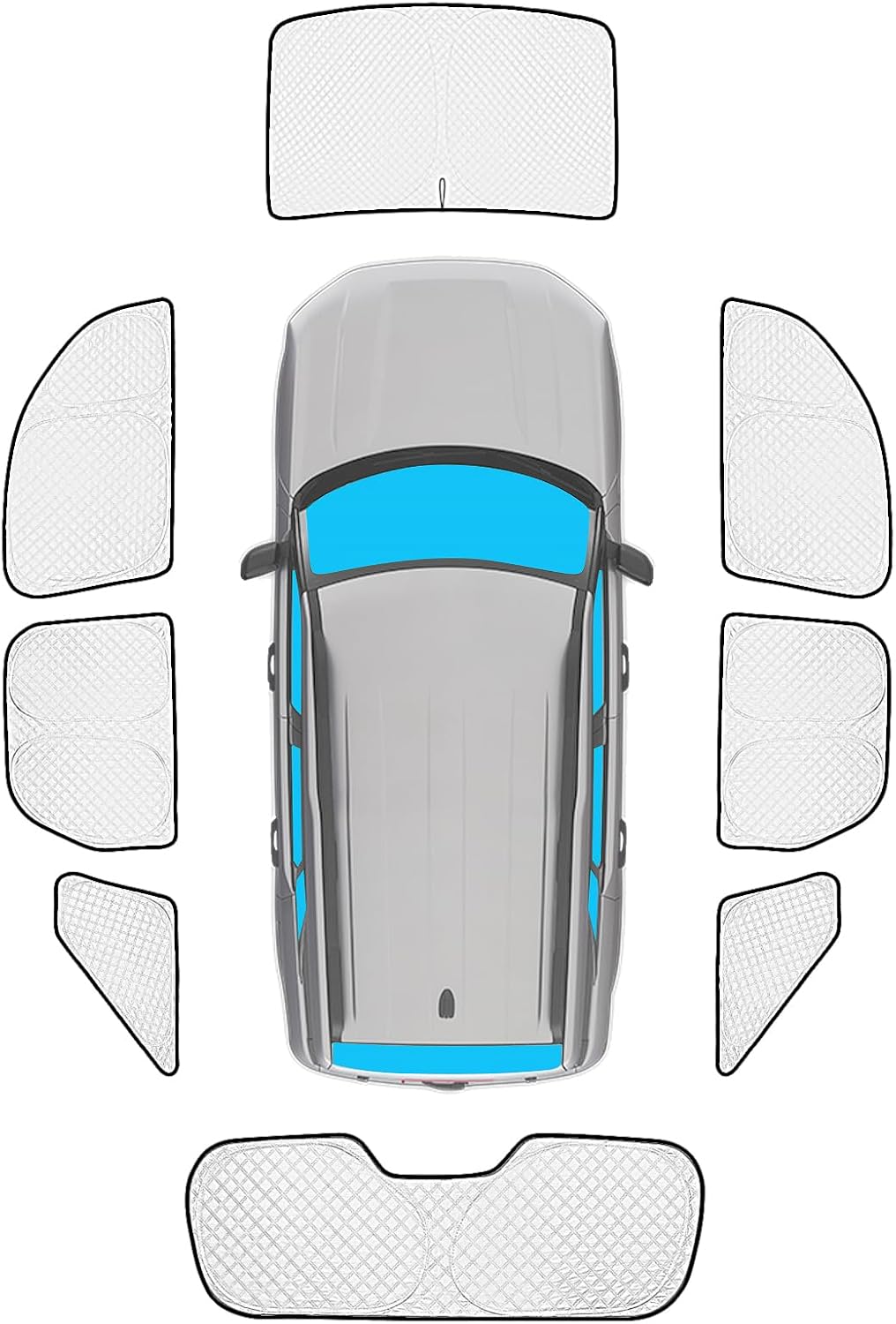 KMF 8pcs Thicken Full Window Sun Shade for Ford Bronco Sport Accessories 2021-2025, Custom Fit Privacy Car Window Covers Sunshade for Windshield Side Rear, UV Block and Blackout for Camping Outdoor