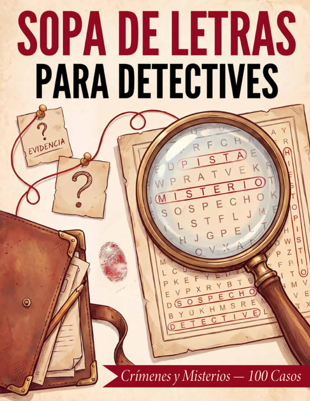 Sopa de Letras para Detectives: Crímenes y Misterios — 100 Casos para Resolver con Pistas y Soluciones — Rompecabezas para Adultos y Mayores