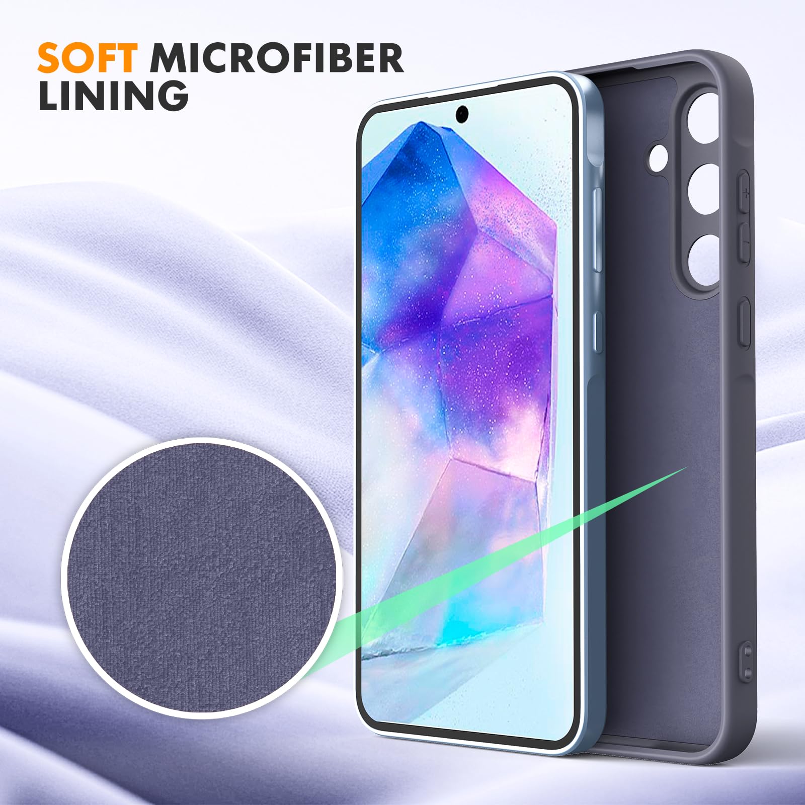 Byvuwiay Cover per Samsung Galaxy A55 5G, Morbida Silicone Liquida TPU Protettivo Ultra Slim Custodia Antiurto, Custodia Compatibile con Samsung Galaxy A55 5G - Grigio Scuro