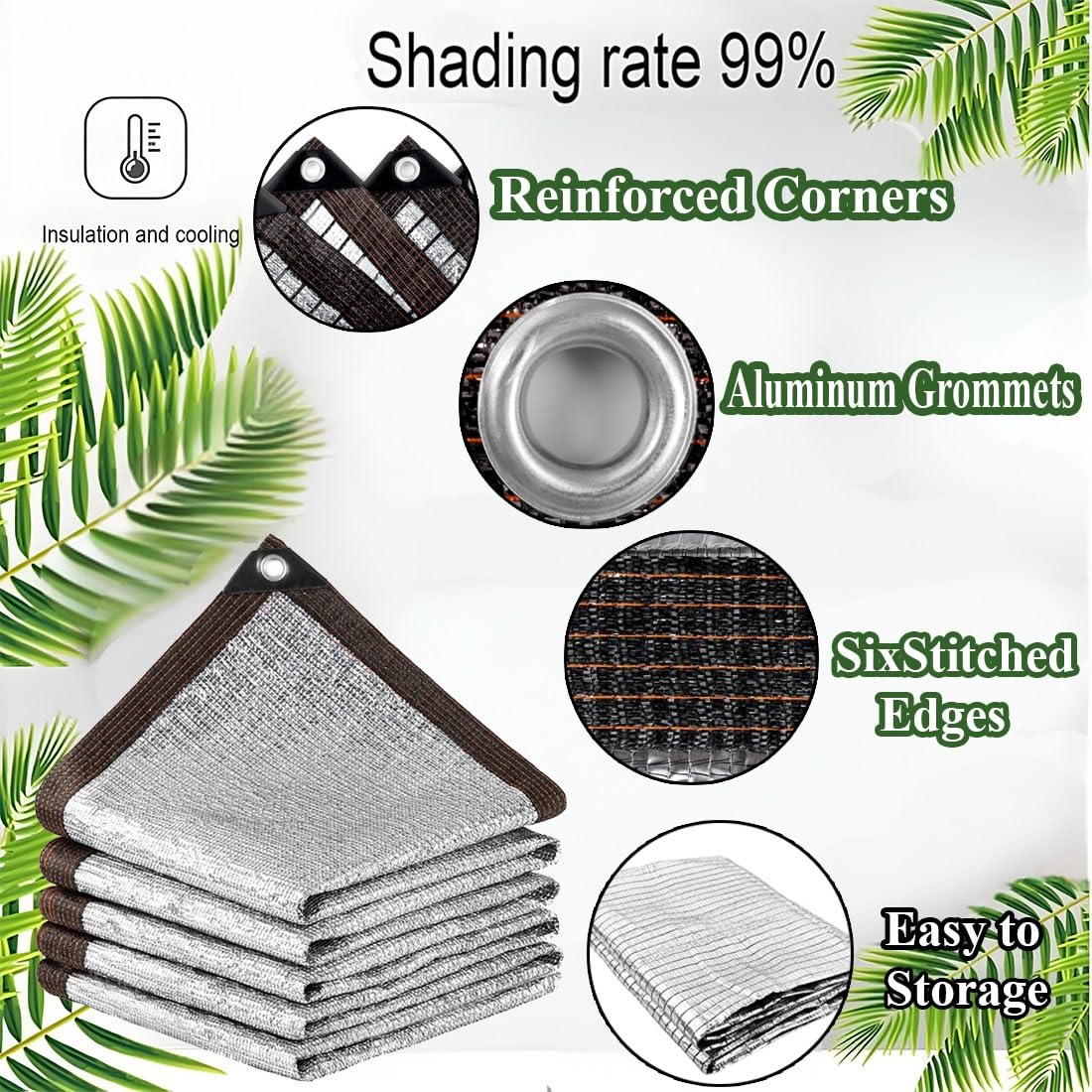 Parasole riflettente in alluminio per cani, protezione dal calore, dimensioni disponibili: 1 x 2 m, 2 x 2,5 m, 3 x 6 m, 4 x 7 m, 5 x 8 m (1 x 4 m)