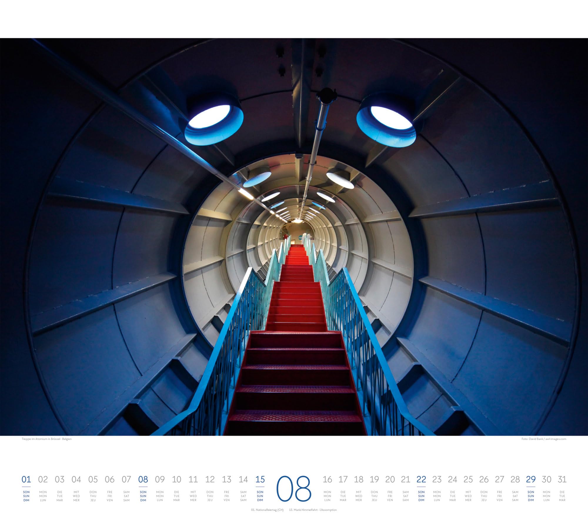 Treppen Kalender 2027 | Bildstarker Architektur-Kalender im großen Querformat (54x48 cm) | Architektonische Meisterwerke | Wendeltreppe