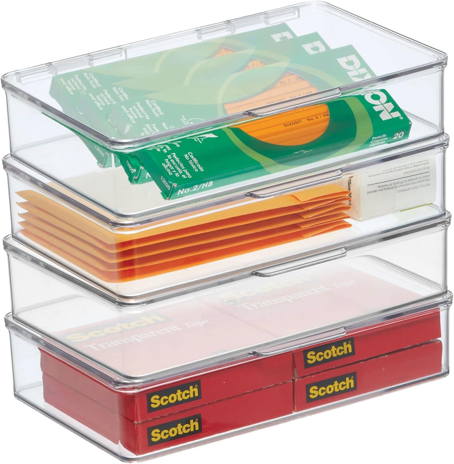 mDesign Plastic Stackable Home, Office Supplies Storage