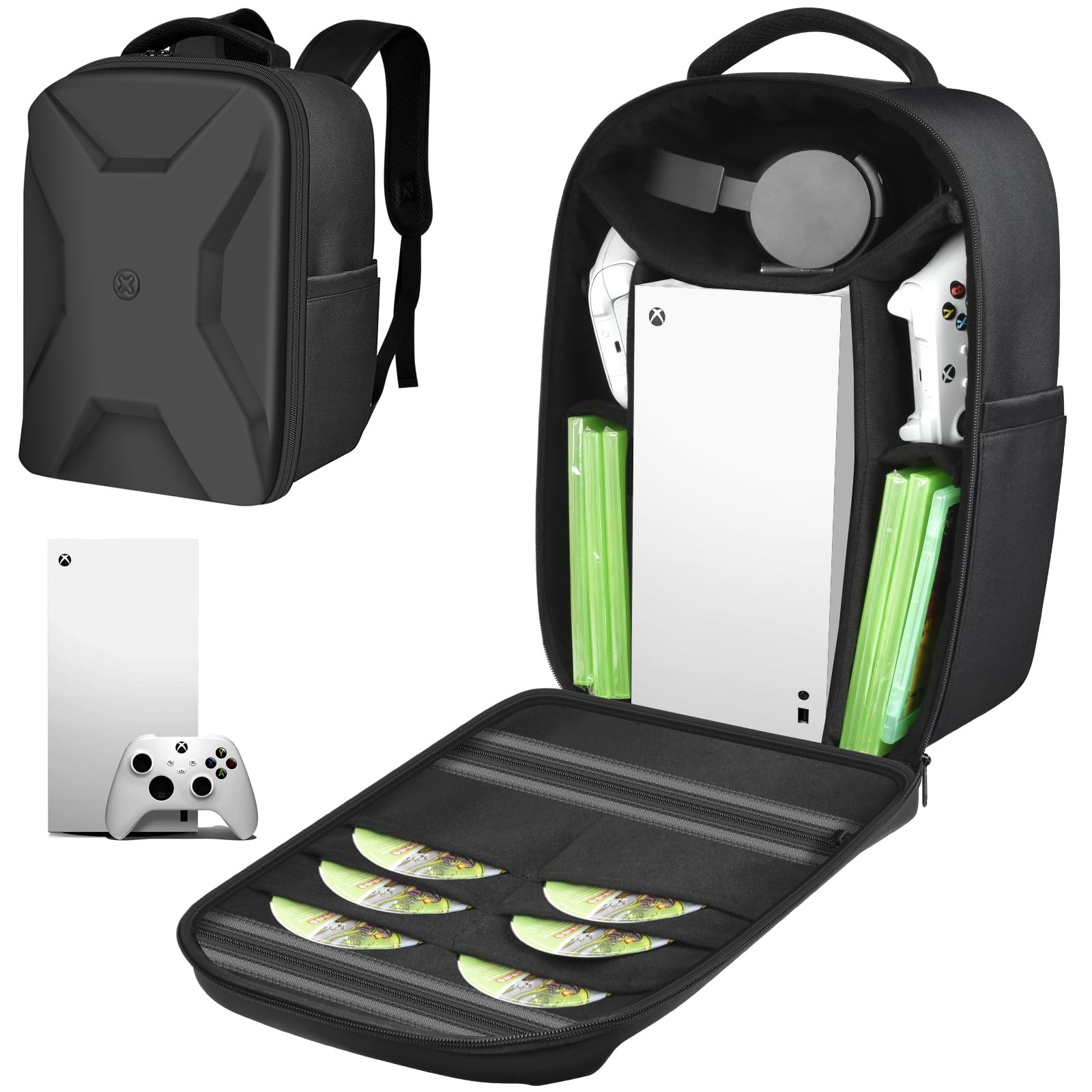 Steadtep Carrying Case Compatible with Xbox Series X S Gaming Console Travel Game Consoles Storage Bag with Multiple