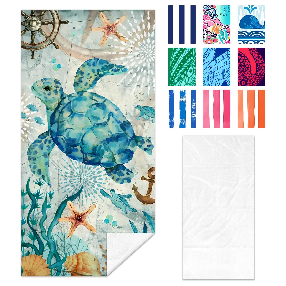Turtle Beach Towel - 35x70 Inch Fast Dry Microfiber Towel, Lightweight & Versatile for Beach, Pool, Yoga, Travel, Ideal as Beach Blanket & Vacation Essential