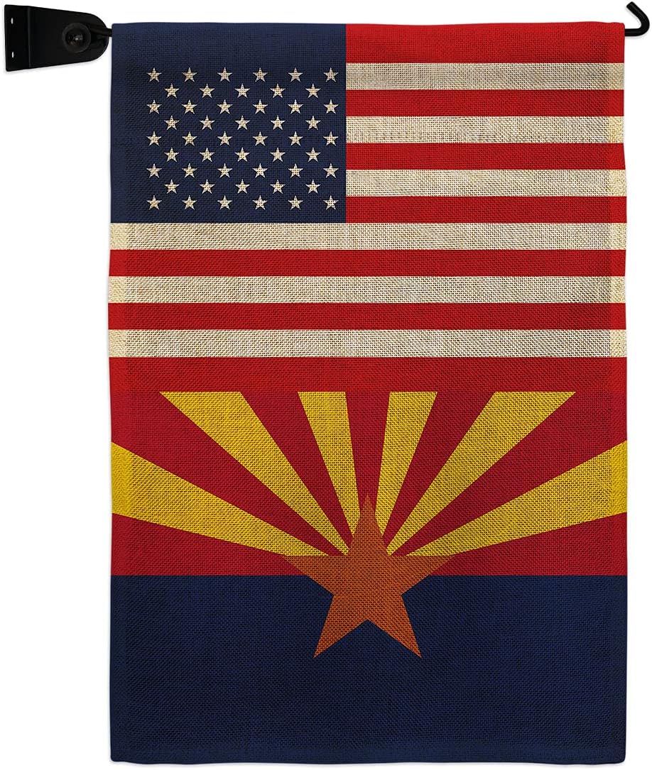 US Arizona Burlap Garden Flag Set Mailbox Hanger Regional USA American Territories Republic Country Particular Area Small Decorative Gift Yard House Banner Double-Sided Made In 13 X 18.5