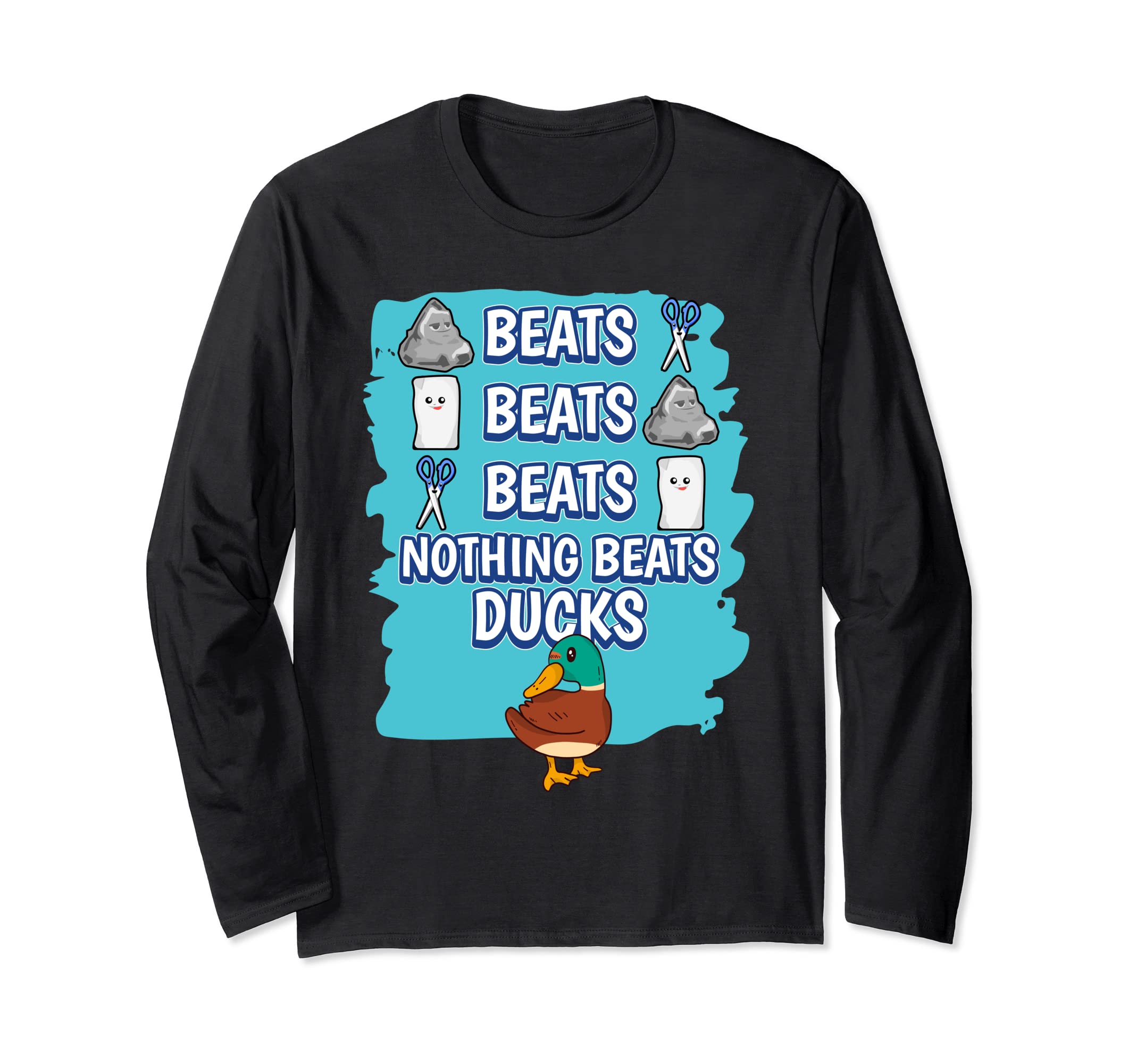 Nothing Beats Ducks Rock Paper Scissors Game Duck Long Sleeve T-Shirt, Black