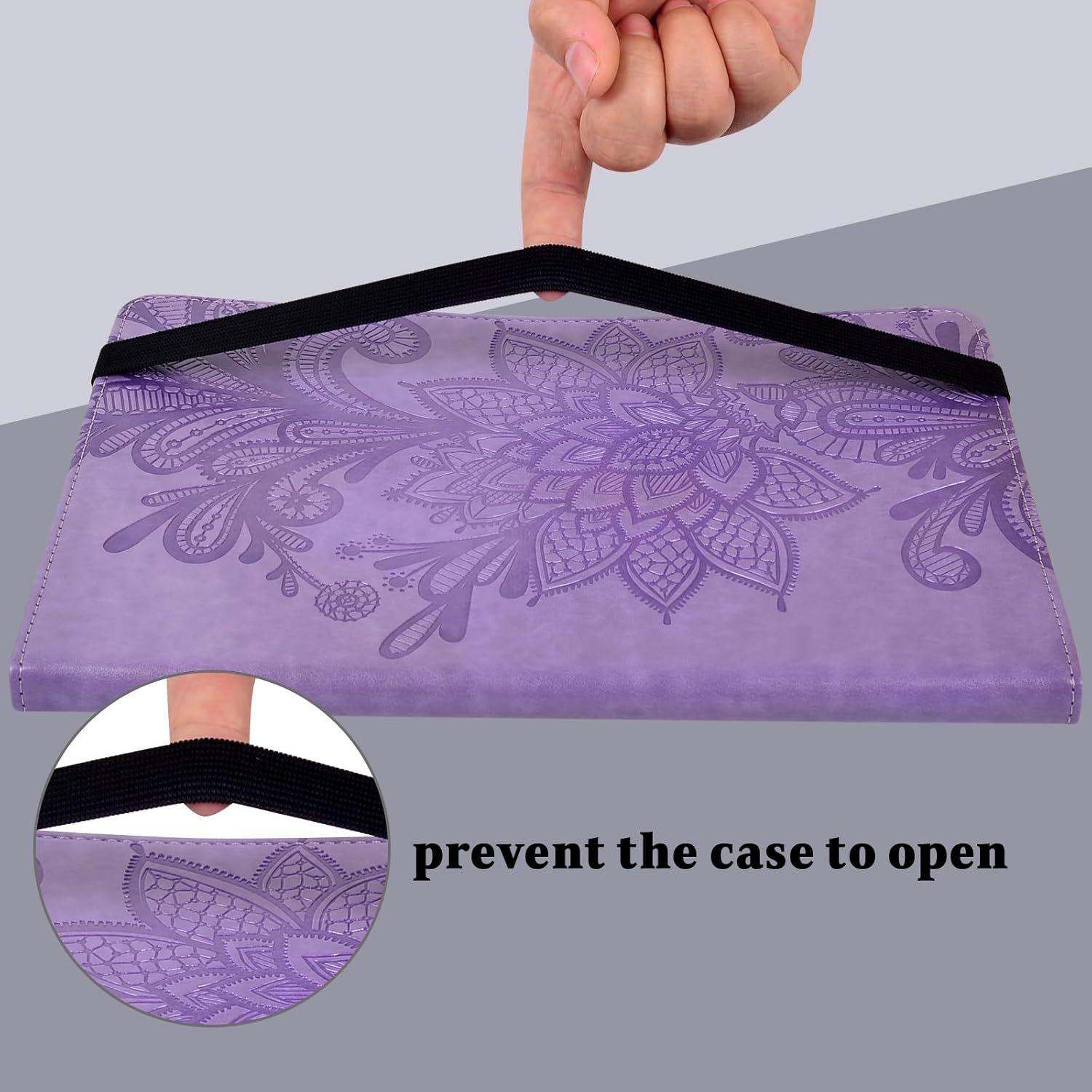 Case for Samsung Galaxy Tab A11+/A11 Plus /A9+/A9 Plus 2025/2023 5G 11 Inch Embossed Lace PU Leather Stand Cover with Elastic Band Card Slots Pen Holder & Multi-Angle Viewing - Purple
