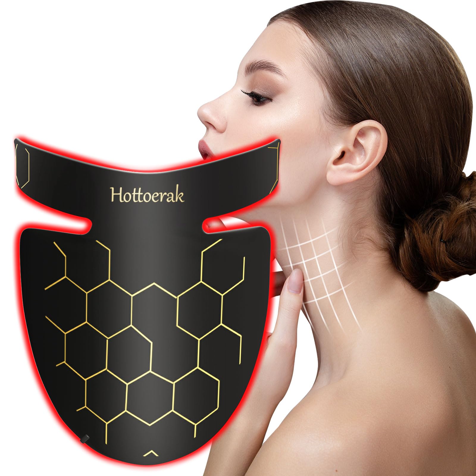 Red Light Therapy for Neck, 660nm Red Light Therapy & 850nm Near Infrared Light Therapy for Neck Decollete Chest Body at Home and Travel (Black)