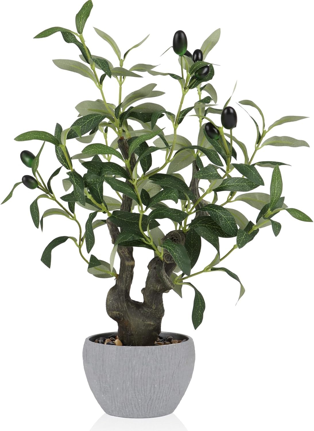 TOARTi Artificial Olive Tree Plants,Tall Faux Green Table Decor,Lifelike Leaves Decorative Potted,Realistic Branches Fruits Planter,Design Fake Olive Plants for Home Office Desk Decor 19.5x13x36.5cm