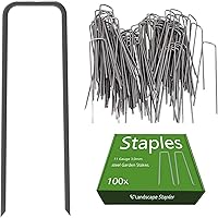 Vista 18 de AAGUT Juego de 50 estacas de jardín, grapas de paisaje, estacas galvanizadas de calibre 11 de 6 pulgadas para valla de perro, tela de barrera