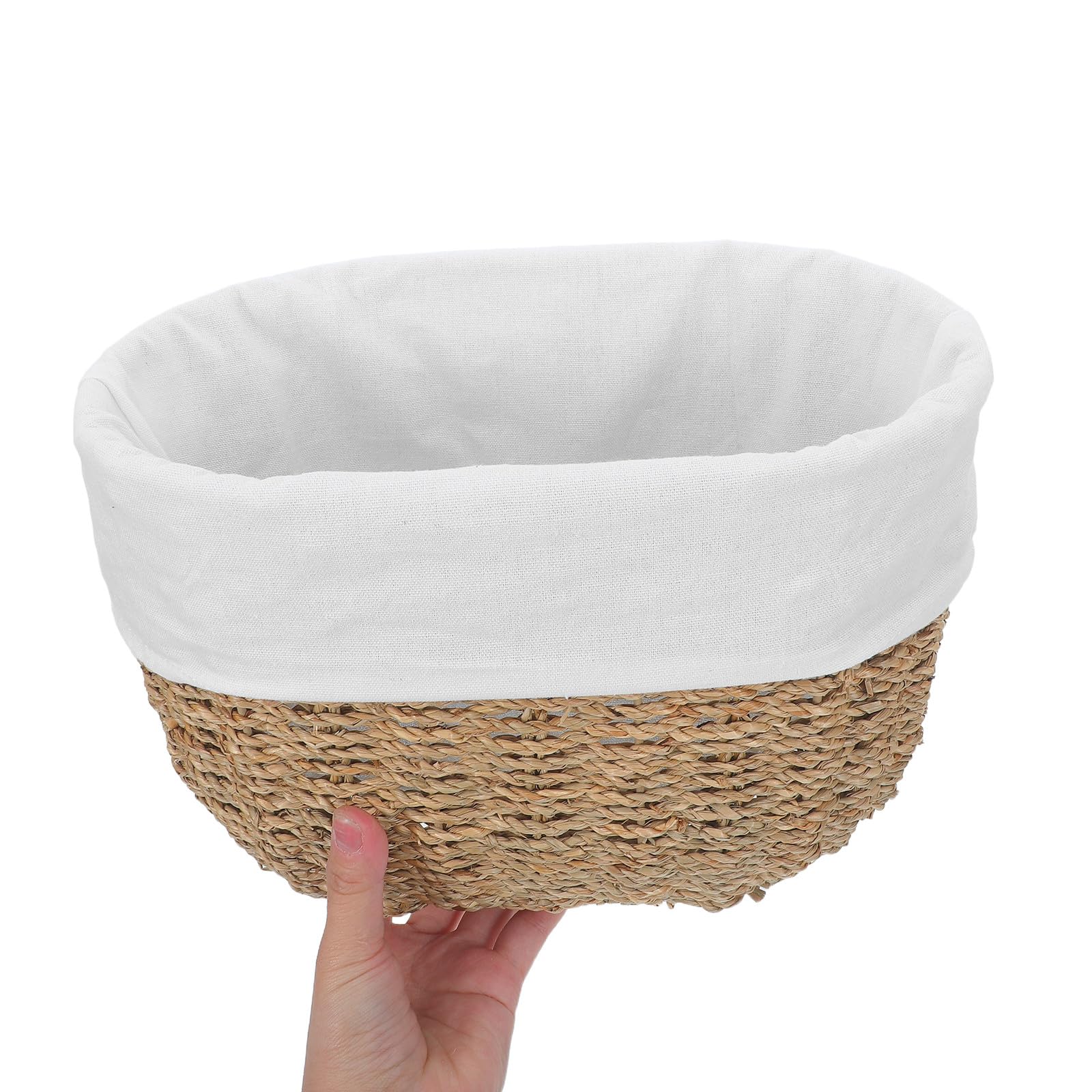 Cubo de Basura Grande Beige de Hierba con Diseño Portátil y Fácil de Mover para Oficina y Baño Estilo Rústico Decorativo