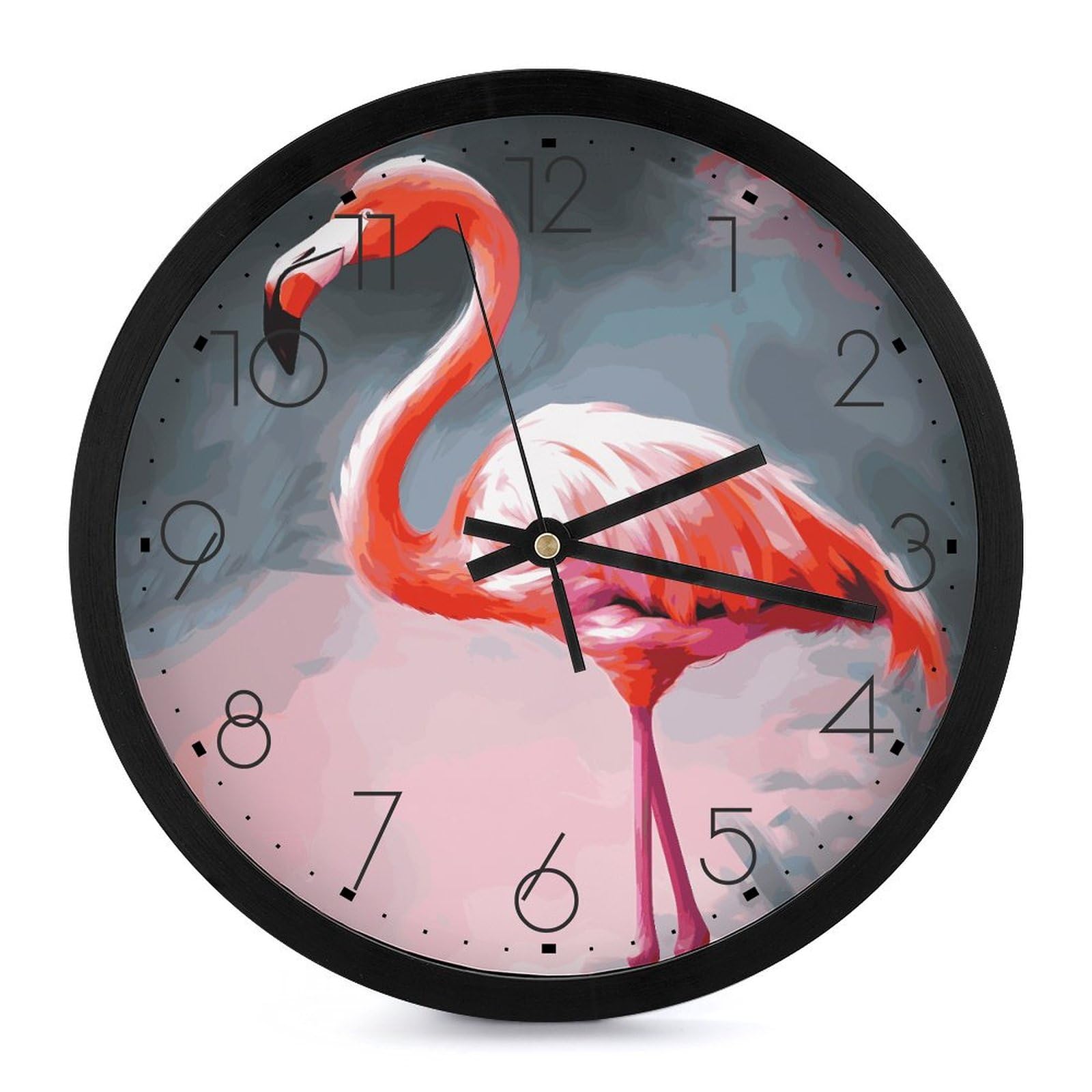 Horloge à piles flamant rose grand format pour déco de salon