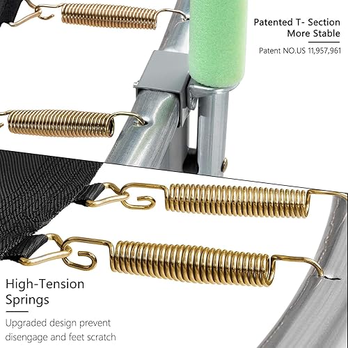 Miniatura 24 de AOTOB - Trampolín de 8, 10, 12, 14 y 15 pies con red de seguridad para exteriores con aro de baloncesto, alfombrilla de salto resistente y cubierta