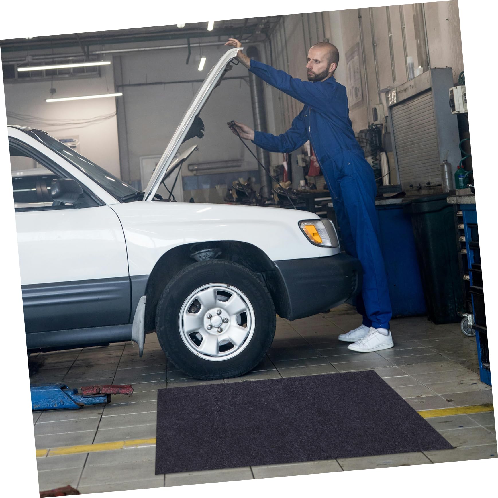Tapis de Garage Imperméable 91,5x122cm, Feutre Lavable et Résistant à L’Huile, pour Entretien Voiture et Sol de Garage