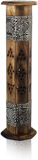 Wooden Incense Stick & Cone Burner Holder Tower Large Organic Eco Friendly Ash Catcher Agarbatti Holder Rustic Style Hand Carved for Meditation Yoga Aromatherapy Home Fragrance Products 12 Inches
