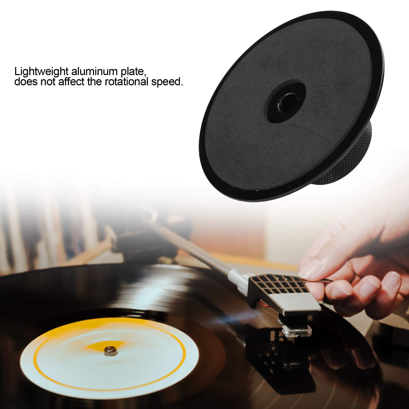 Stabilizzatore peso record LP120B, morsetto disco giradischi per lettore LP, stabilizzatore in lega di alluminio con trattamento anodico, perfetto per i dischi per migliorare la (Nera)