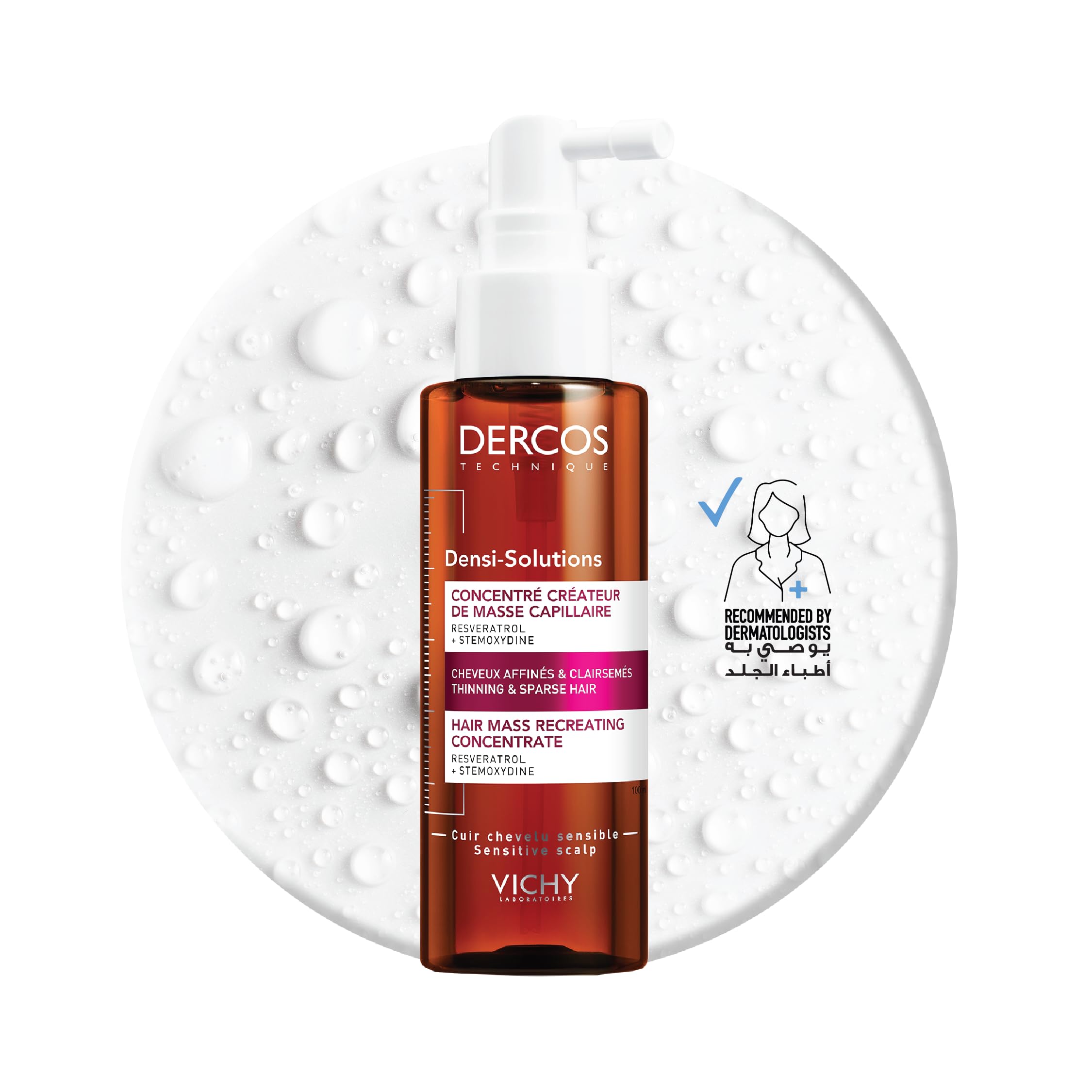 Vichy Dercos Densi-Solutions Hair Mass Concentrate 100ml – Leave-In Thickening Treatment with Filloxane for Thinning, Sparse Hair, Recreates Fuller Hair Mass & Density