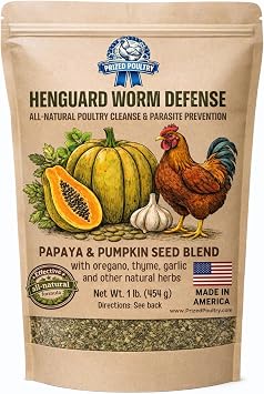 Henguard Worm Defense, All-Natural Poultry Cleanse & Parasite Prevention, Papaya & Pumpkin Seed Blend with Oregano, Thyme, Garlic - All-Natural Herbs 16 oz 1lb