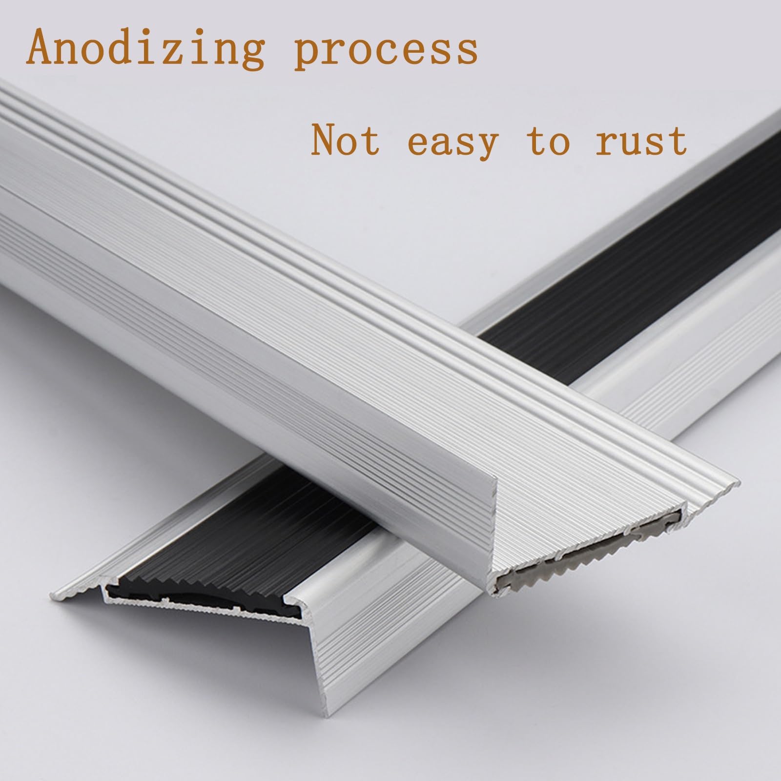 Tira Antideslizante De Borde Escalonado, Aluminio Tiras Antideslizantes para Peldaños, Protectores De Borde De Peldaño De Escalera, Proceso De Anodizado, Apto para Guarderías, Hoteles ( Color : A , Si