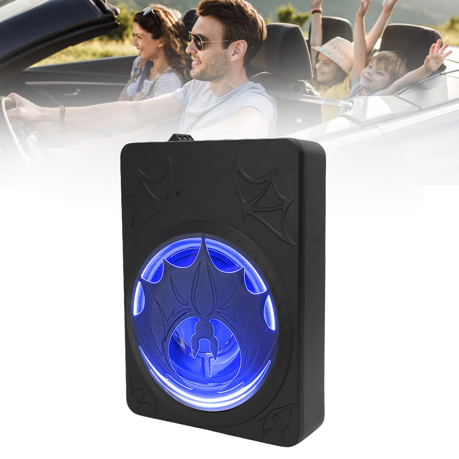 10-calowy Aktywny Subwoofer Samochodowy Pod Siedzeniem, Wbudowany Wzmacniacz o Mocy Szczytowej 1200 W, Obudowa z Odlewu Aluminiowego ze światłami LED, Regulowane Wzmocnienie i (COLORFUL)