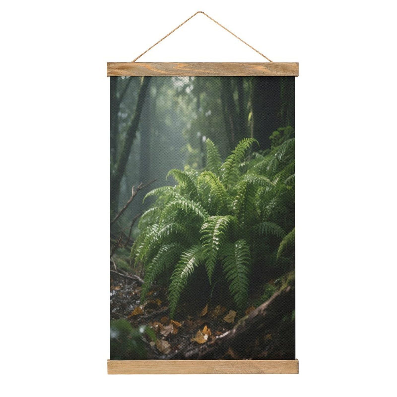VstaDank Densely Growing Green Plants Linen Hanging Painting Vintage Canvas Wall Art Poster Reading Nook Corner Decor Retro Wall Decor Prints for Library Reading Room Home 13.2 X 20.47 Inch