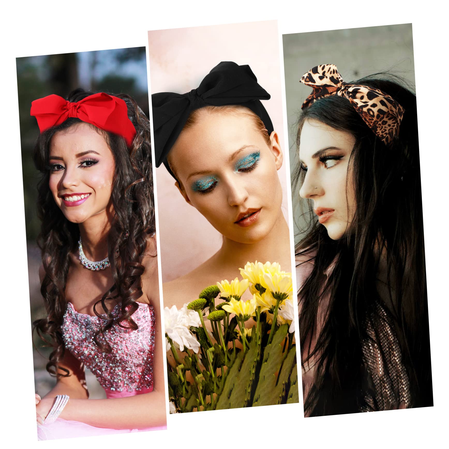 Didiseaon 9 Piezas diadema con lazo diademas anudadas para niñas accesorios para el cabello rojo tiara diadema de rendimiento decoración del pelo del partido corbata de moño