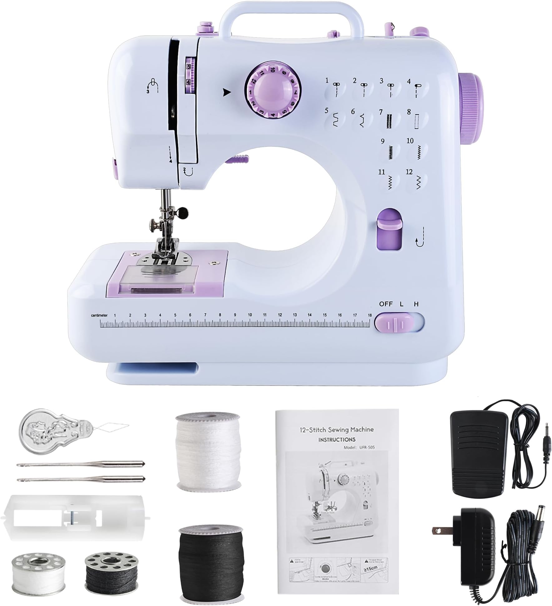 Mini Sewing Machine for Beginners and Kids, Sewing Machines with Reverse Sewing and 12 Built-in Stitches, Portable Sewing Machine