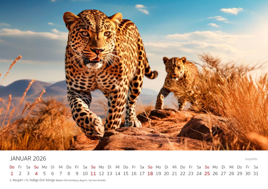 Image secondaire de Calendrier Mural Afrique 2026 - Animaux Sauvages en Format A4