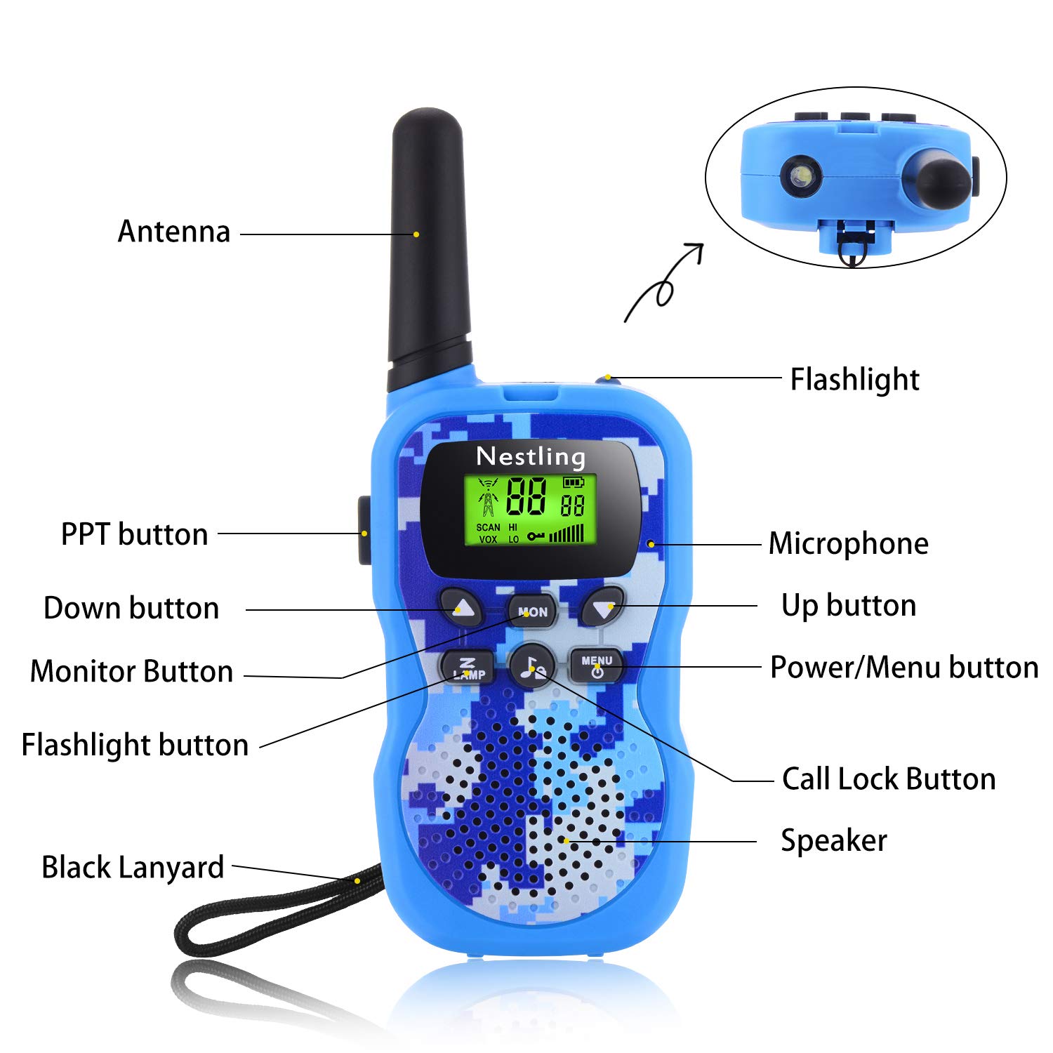 2 stücke Kinder Walkie Talkies mit LED Licht Fern ... - Grandado