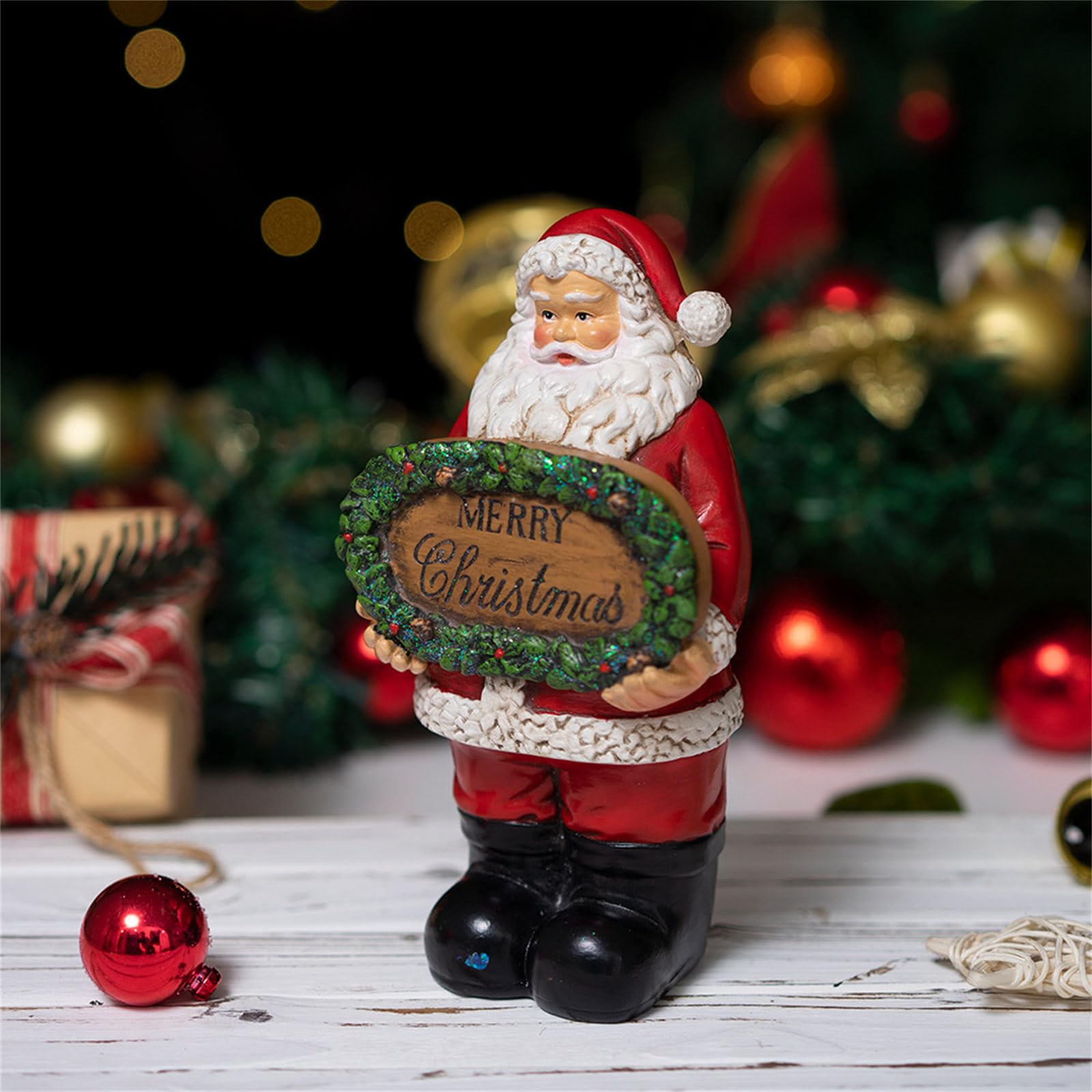 Decorazione natalizia in resina con Babbo Natale, decorazione natalizia per casa e ufficio