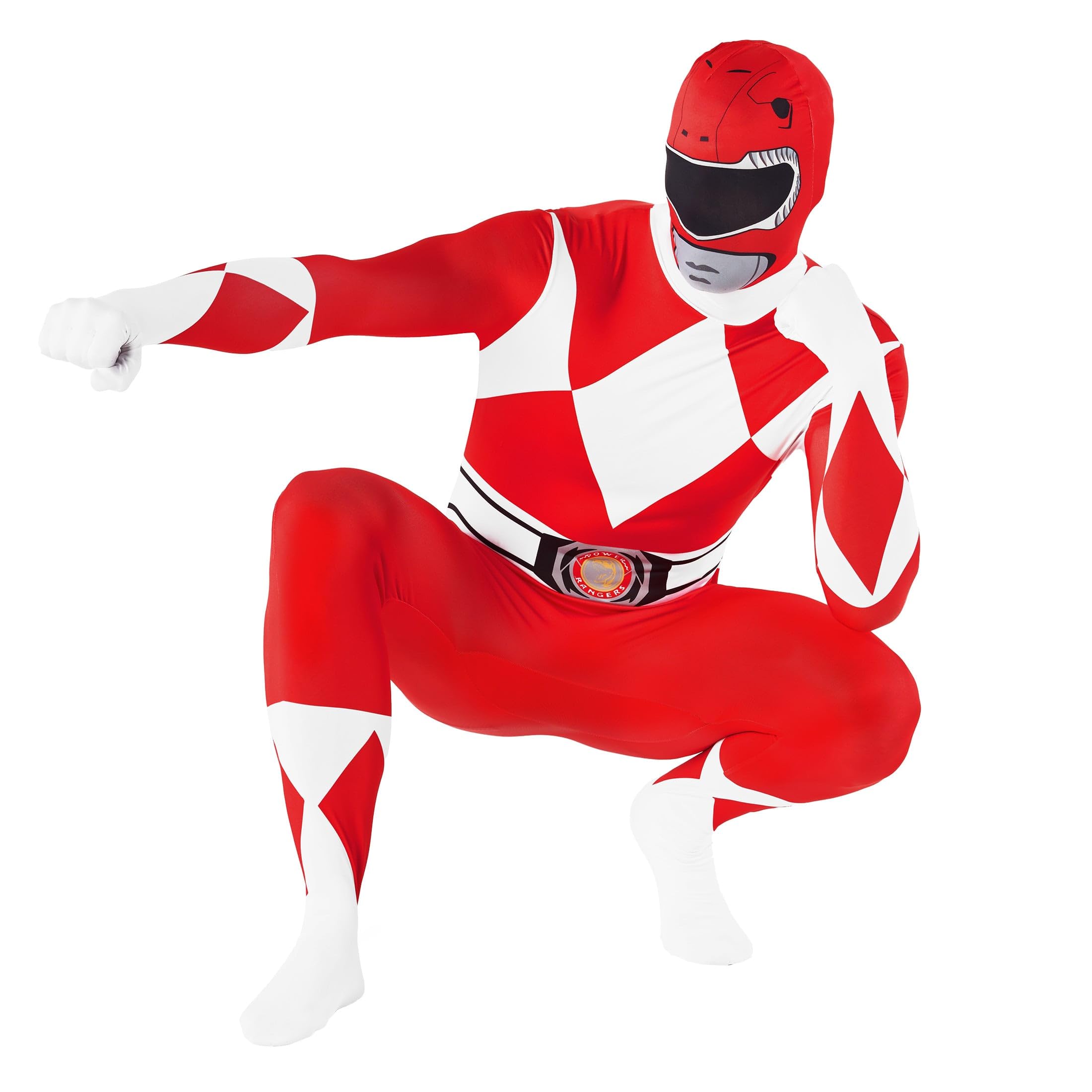 Morphsuits Oficjalny czerwony kostium Power Ranger dla dorosłych - XL (176 cm-185 cm), czerwony, XL