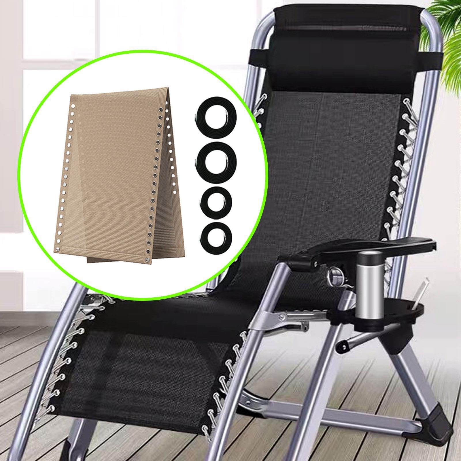 KESOTO 5 Pezzi di Tessuto di Ricambio per Lettino Prendisole da Giardino, di Copertura Universale Traspirante in Rete, Resistente, con Ganci in Metallo, Beige