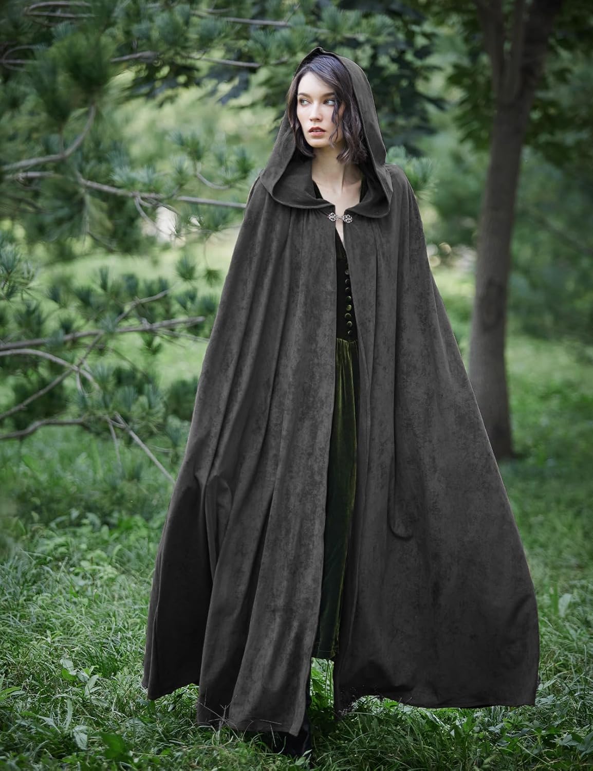 BEAUTELICATE Renaissance Hooded Cloak Cosplay Medieval Hobbit Halloween Suede Wizard Cape - Image 3