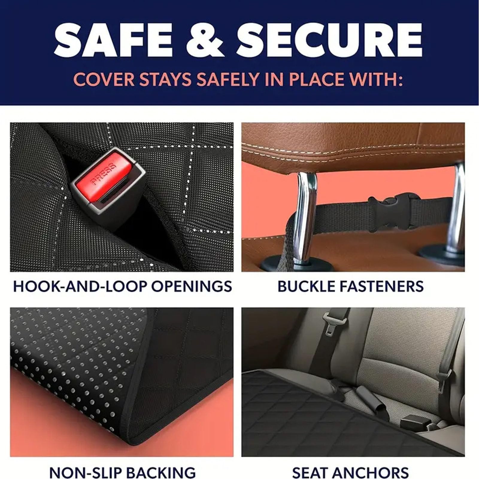 Funda para Asiento De Coche para Perros para Asiento Trasero, Fundas Impermeables para Asientos De Coche para Perros, Protector De Funda para Asiento Trasero para Perros, para Coches SUV,B