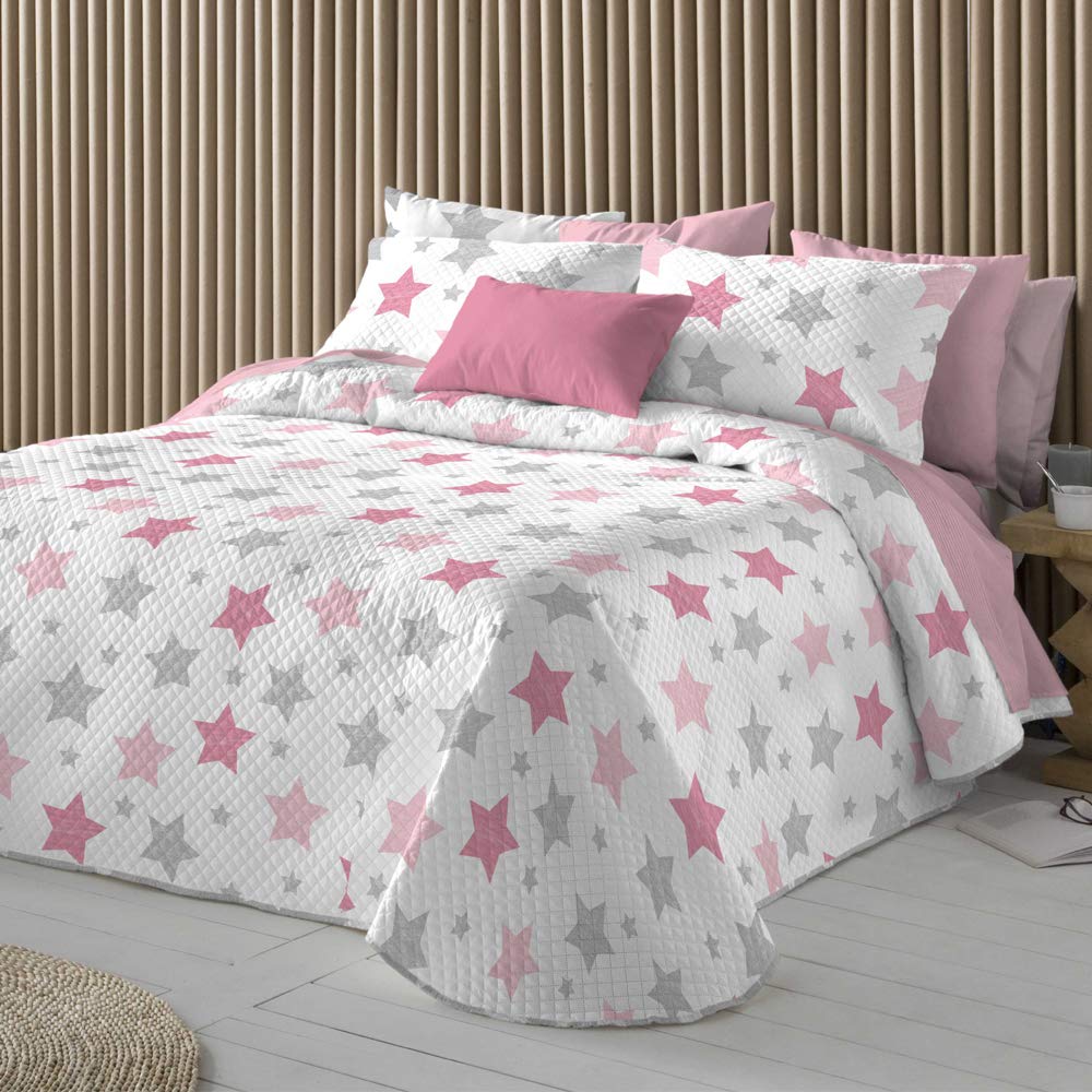 Colcha BOUTI FUNDECO EDI Star Nude Rosa Reversible (Cama 150/160 (250x270 cm.))