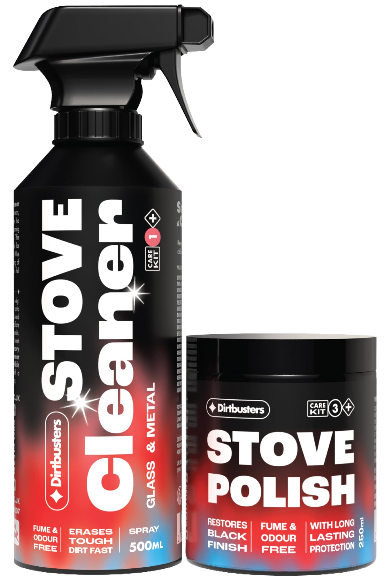 Dirtbusters Stove Polish & Stove Cleaner for Wood & Log Burners & Fireplace Grates, Clean & Restore to Black (250ml & 750ml)