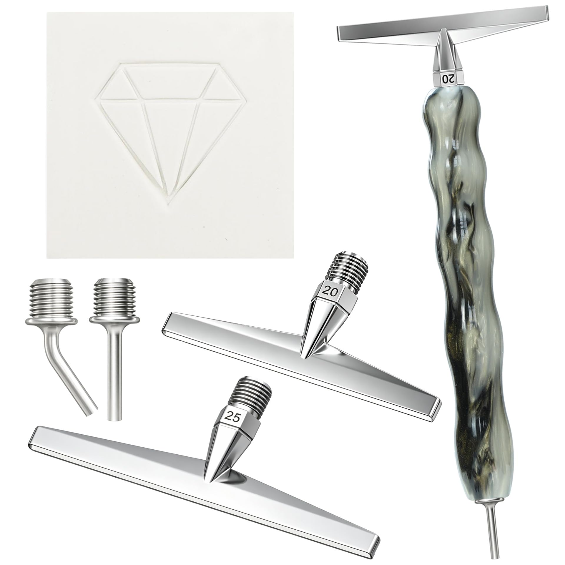 jecxucci Diamond Art Pen, with Thin Version Steel Diamond Art Pen, Enduring Stickiness Putty Wax for Diamond Art Kits for Adults, Ergonomic 5D Diamond Painting Pens Accessories Tools (BG 3#)