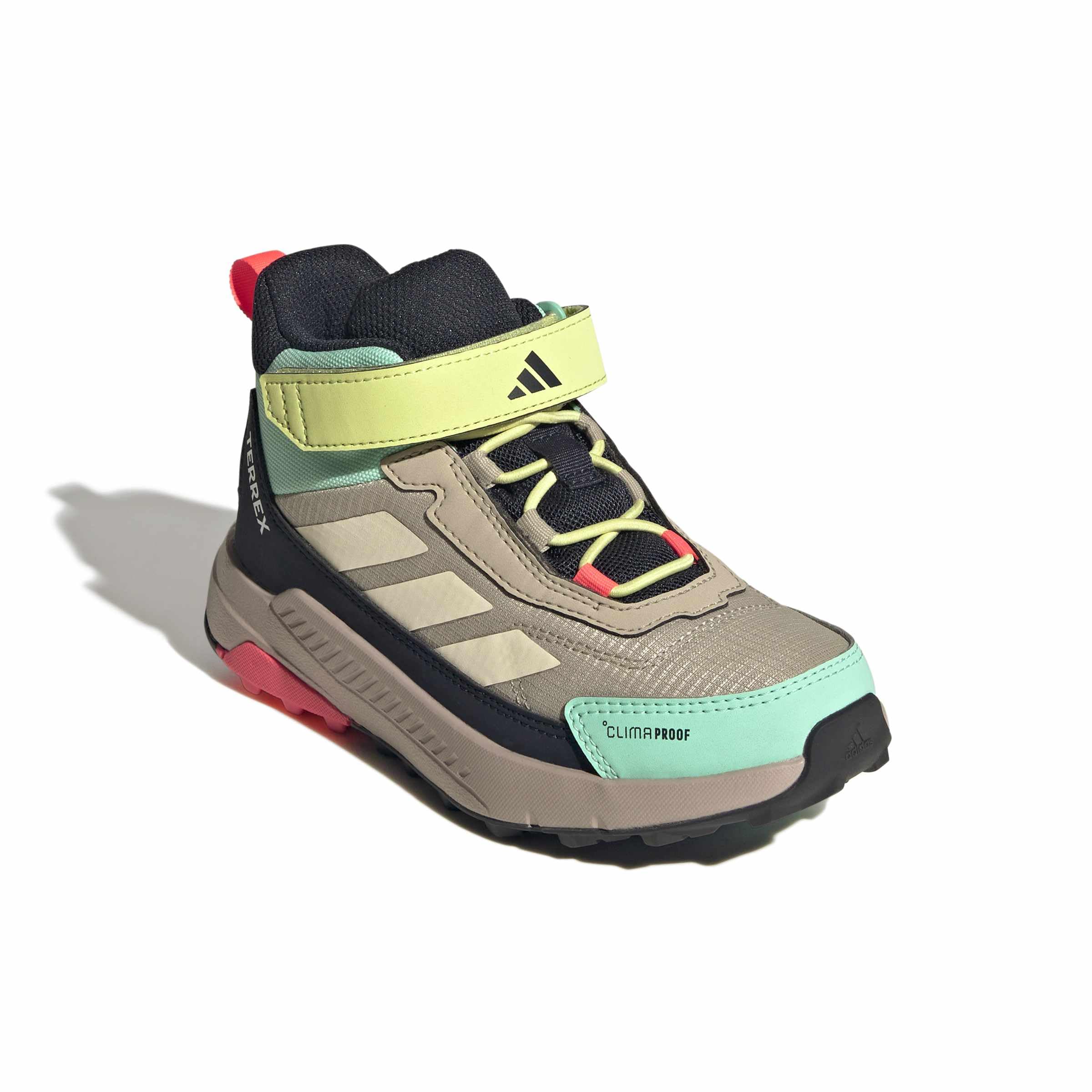 adidas Uniseks - dzieci Terrex Anylander Mid Climaproof Children Hiking Shoes, Khaki Three/wonder white/legend ink, 29 EU