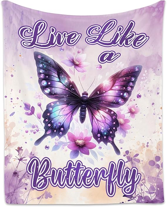 Butterfly Blanket for Women, Cute Soft Throw Gifts for Girls, Cozy Flannel Throw Blankets for Couch Office, 60"x80"