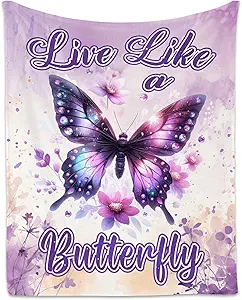 Butterfly Blanket for Women, Cute Soft Throw Gifts for Girls, Cozy Flannel Throw Blankets for Couch Office, 60"x80"