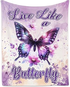 Butterfly Blanket for Women, Cute Soft Throw Gifts for Girls, Cozy Flannel Throw Blankets for Couch Office, 60"x80"