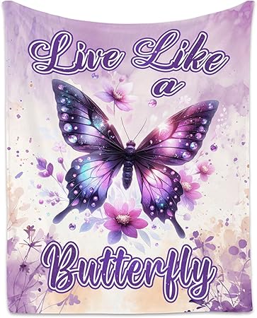 Butterfly Blanket for Women, Cute Soft Throw Gifts for Girls, Cozy Flannel Throw Blankets for Couch Office, 60"x80"