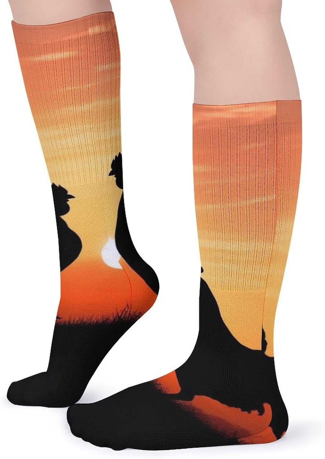 Breathable Crew Sock, Moisture Wicking, Athletic Calf Socks, Cozy | Animal Chickens Compression Socks for Women Men, Lightweight High Work Socks for Business, Casual