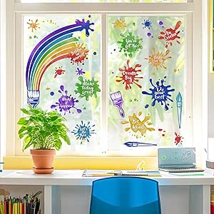 Amazon.com: Yovkky Inspirational Quote Rainbow Painting Window Clings 4 ...