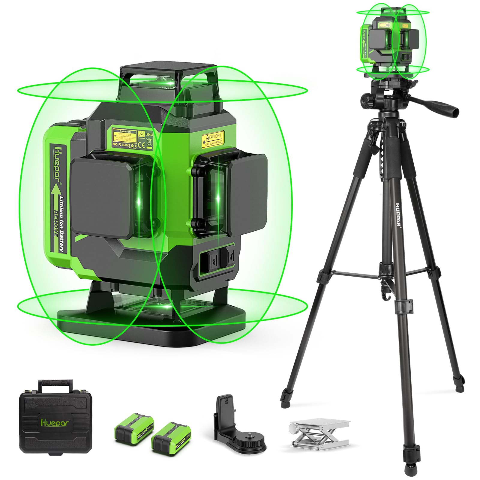 Huepar 4x360 Laser Level Self-leveling 16 Lines Green Beam 4D