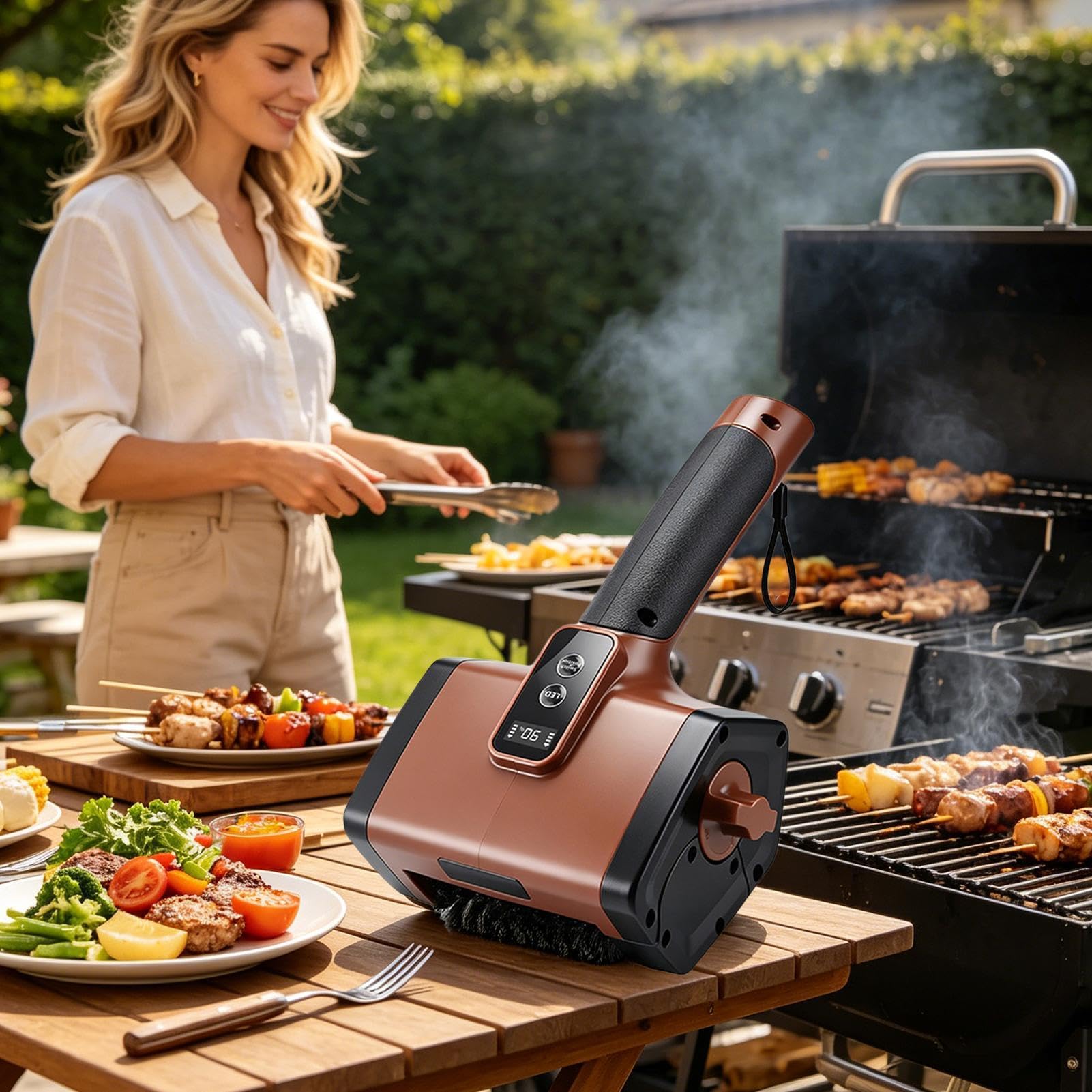 Limpiador de Parrilla Automático 2 Velocidades Potentes Recargable | Limpiador Eléctrico Recargable De Parrilla para Rejillas de Barbacoa y Hornos, en Interiores y Exteriores, Hogar, Campings,