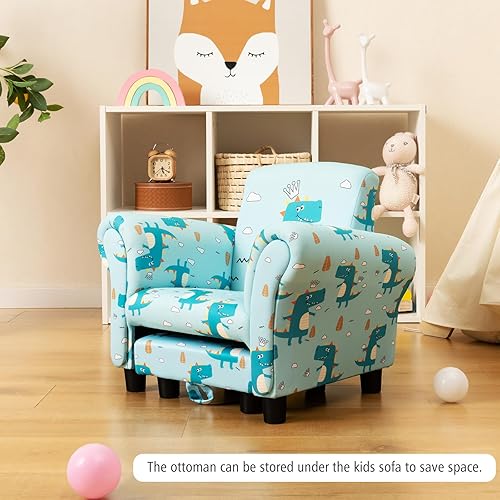 Miniatura 7 de Costzon Sofá infantil con reposapiés, silla tapizada para sala de juegos, guardería, jardín de infantes, habitación de los niños, regalo para niños